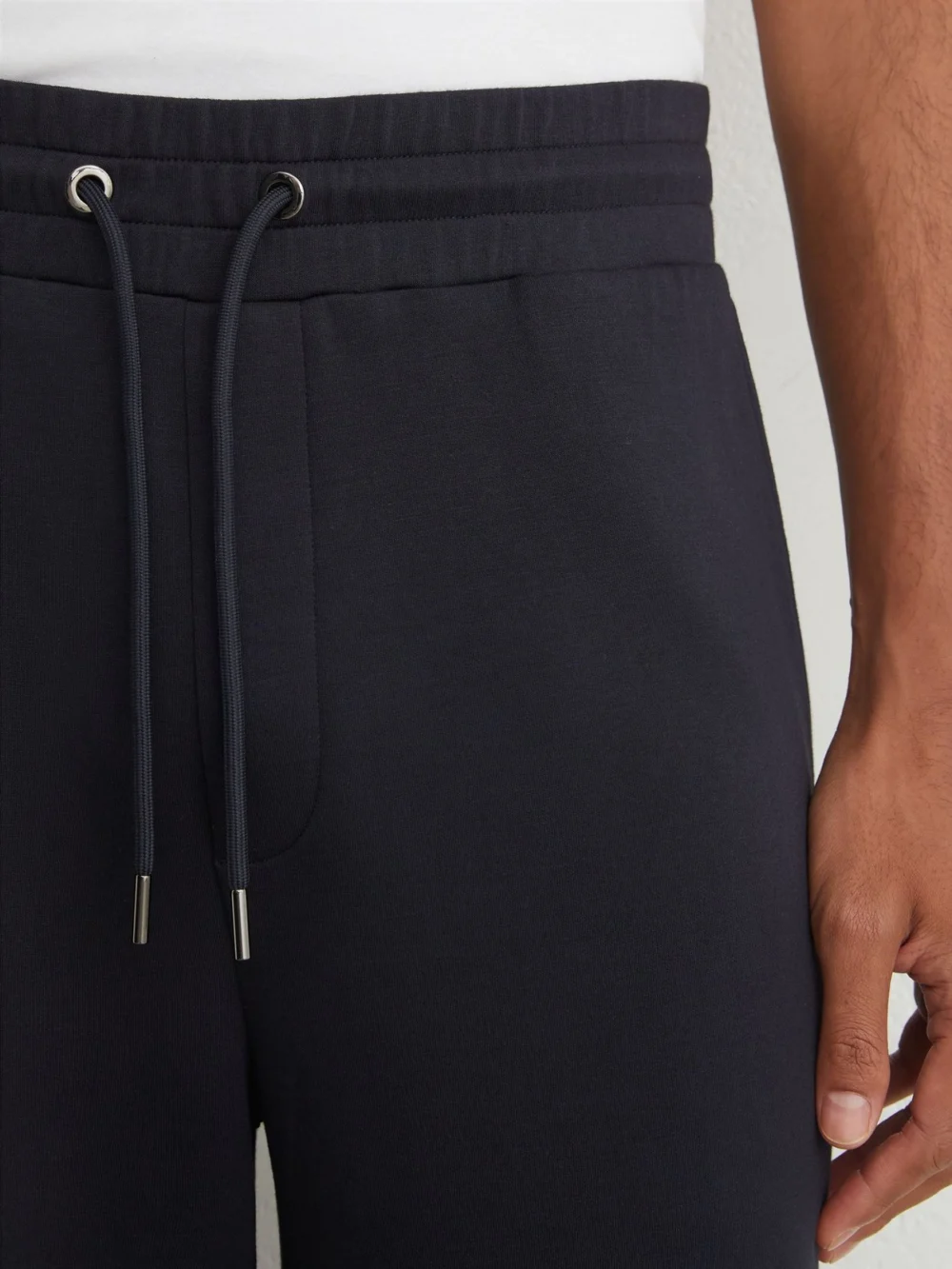 Reiss Navy Sueded Interlock Jersey Relaxed-fit Joggers, view 4