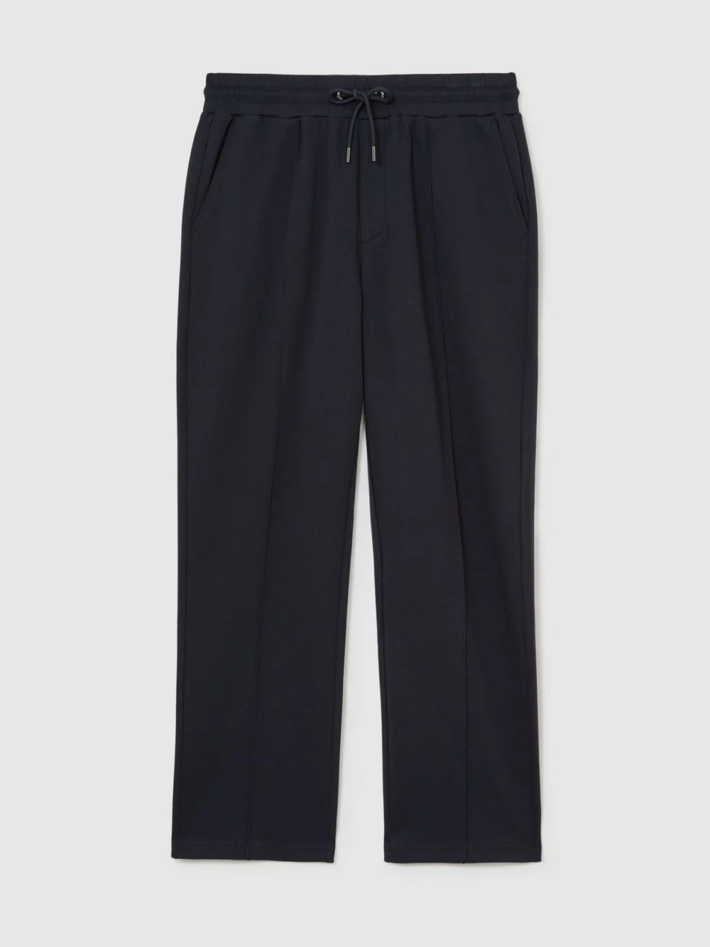 Reiss Navy Sueded Interlock Jersey Straight-leg Joggers, view 2