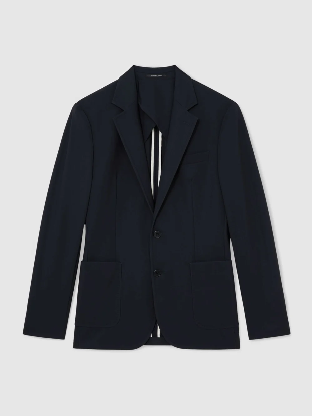 Reiss Navy Tailored Fit Jersey Single-breasted Suit Blazer, view 2