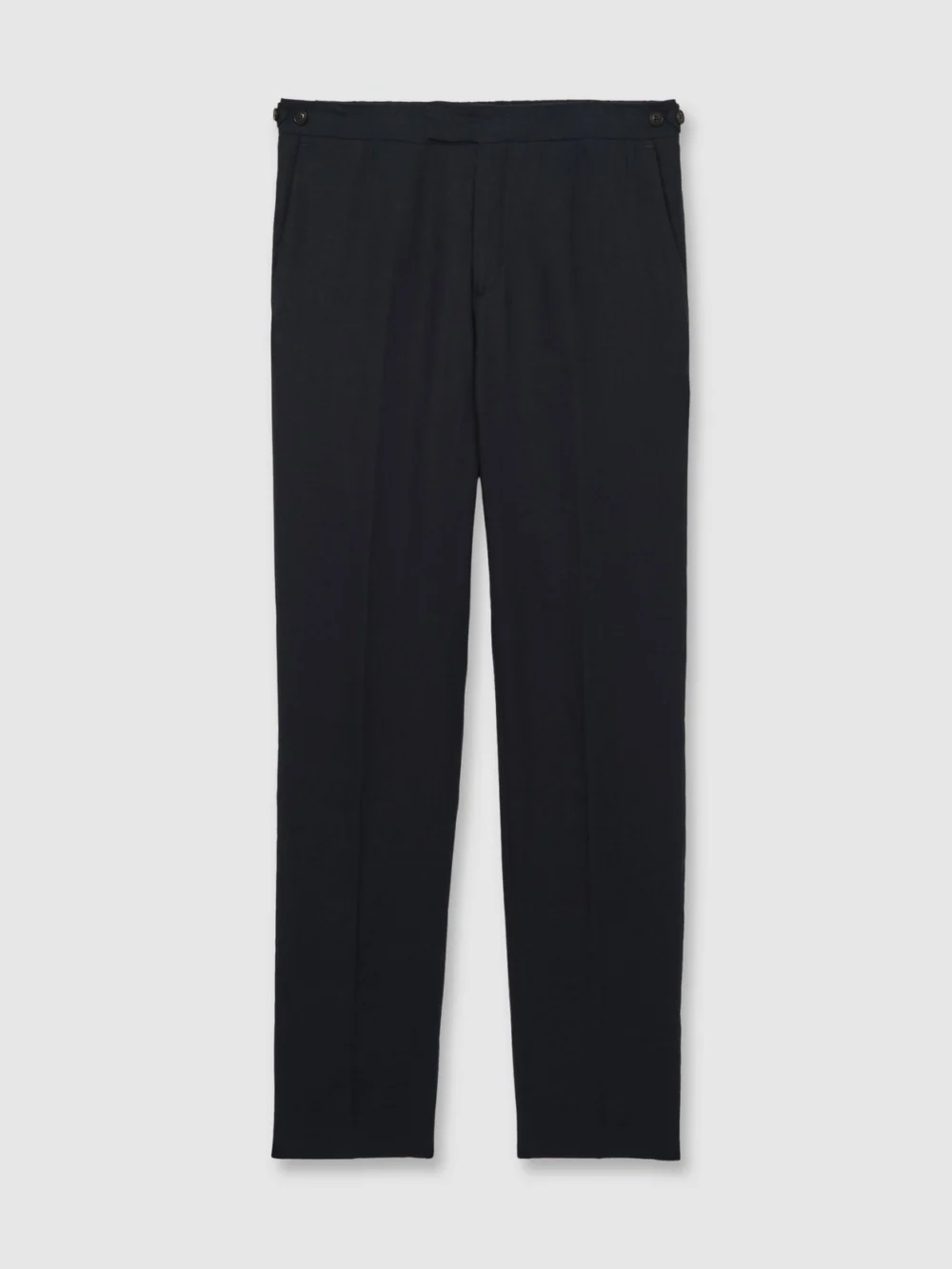 Reiss Navy Tailored Fit Linen Trousers, view 2
