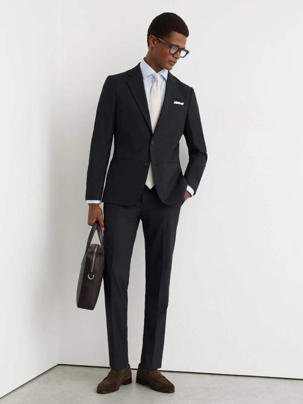 Reiss Navy Tailored Fit Single-breasted Suit Blazer, view 3
