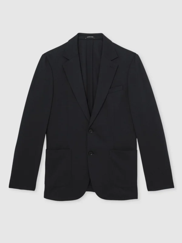 Reiss Navy Tailored Fit Textured Jersey Single-breasted Suit Blazer