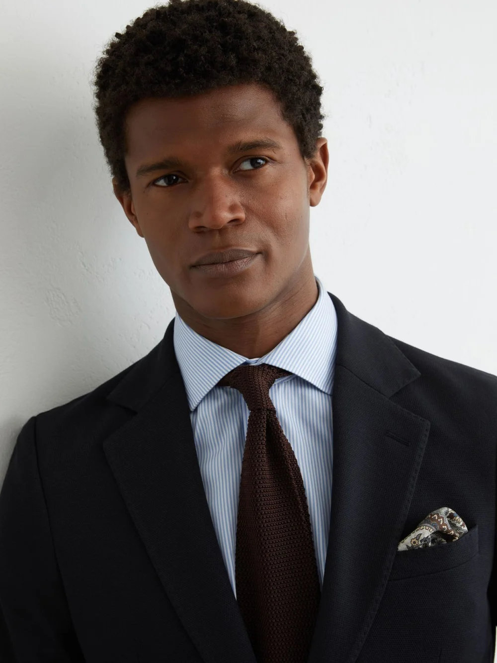 Reiss Navy Tailored Fit Textured Jersey Single-breasted Suit Blazer, view 4