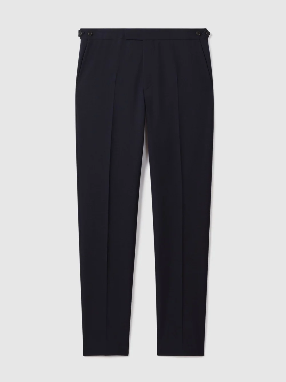 Reiss Navy Tailored Fit Textured Suit Trousers with Wool, view 2