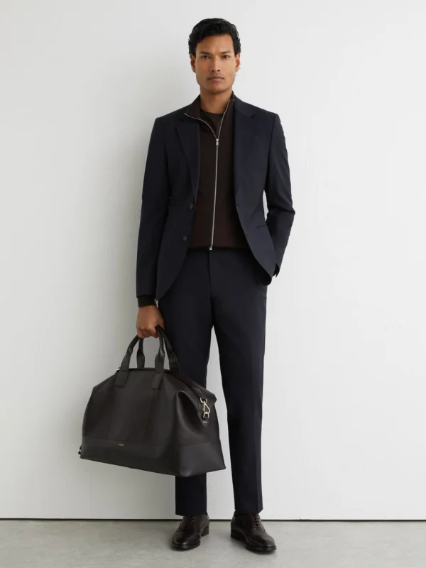 Reiss Navy Tailored Fit Wool-blend Suit Trousers