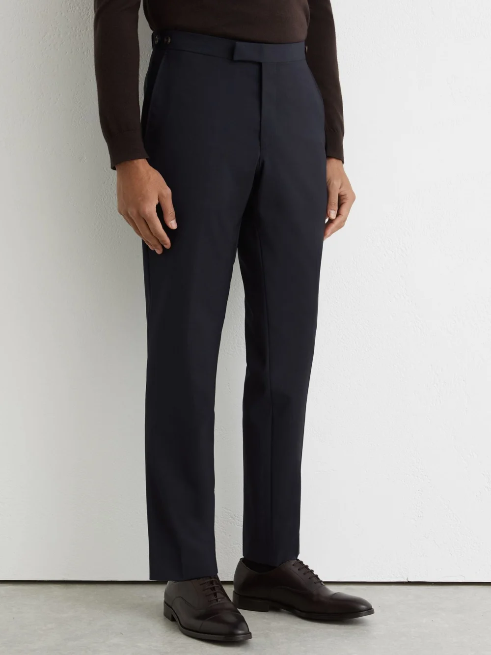 Reiss Navy Tailored Fit Wool-blend Suit Trousers, view 3