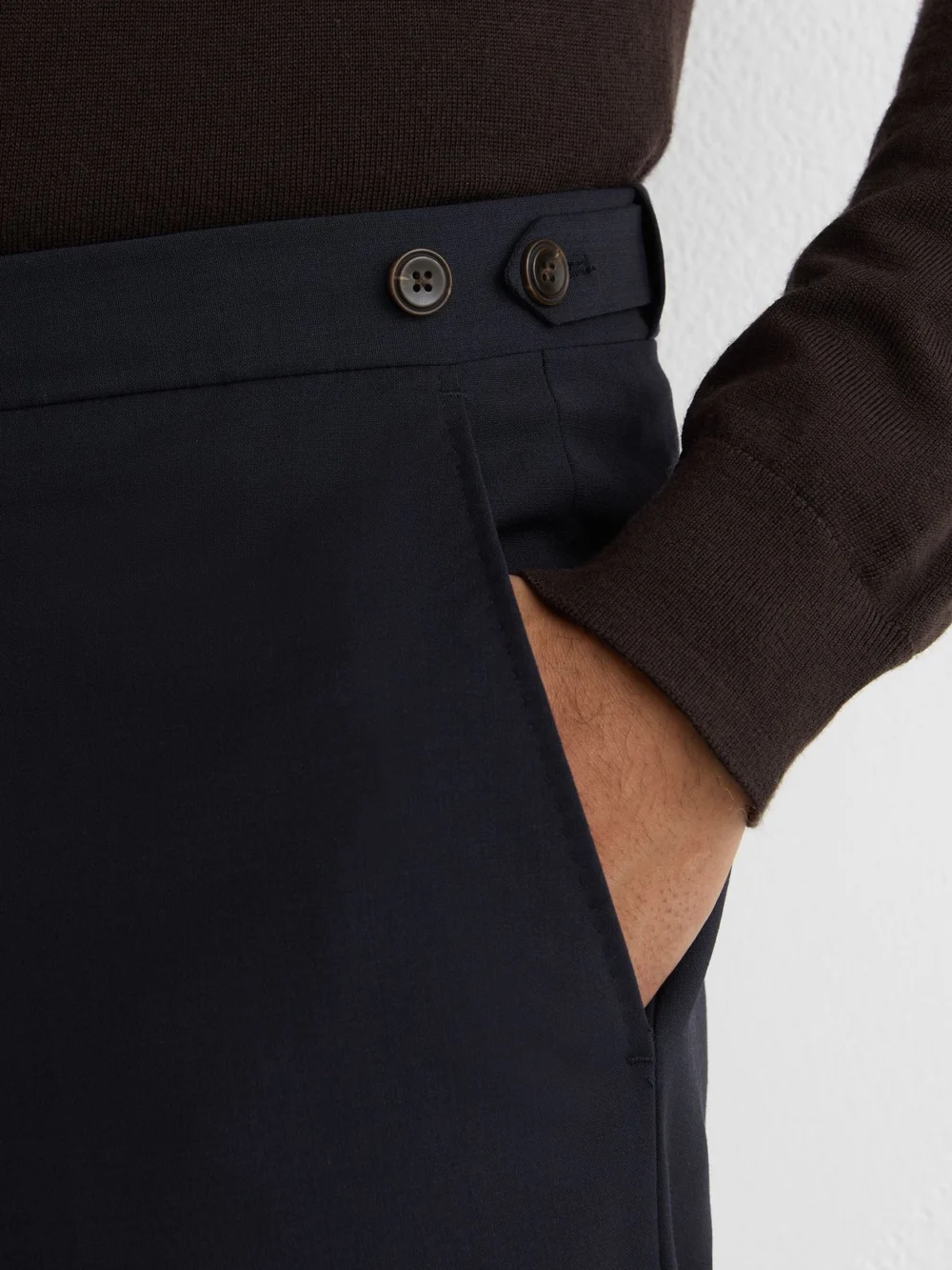 Reiss Navy Tailored Fit Wool-blend Suit Trousers, view 4
