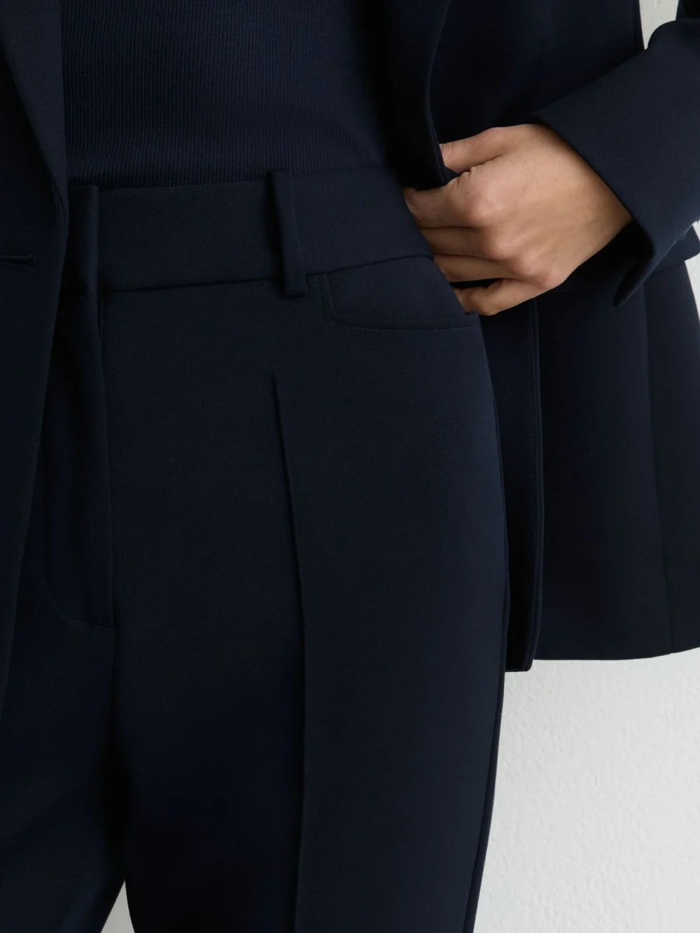 Reiss Navy Tall Flared Suit Trousers, view 3