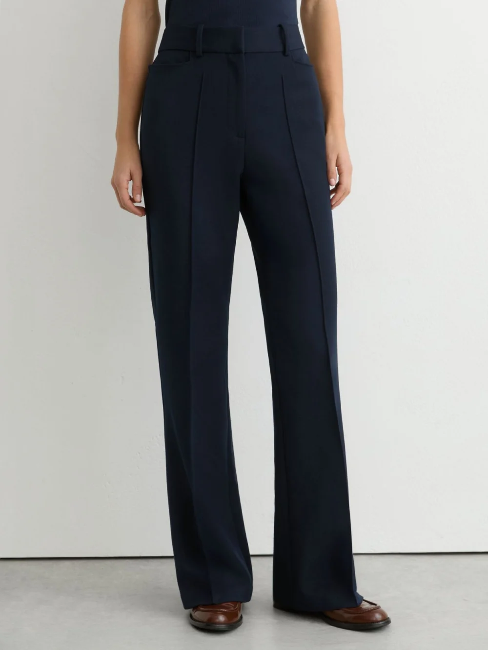 Reiss Navy Tall Flared Suit Trousers, view 4