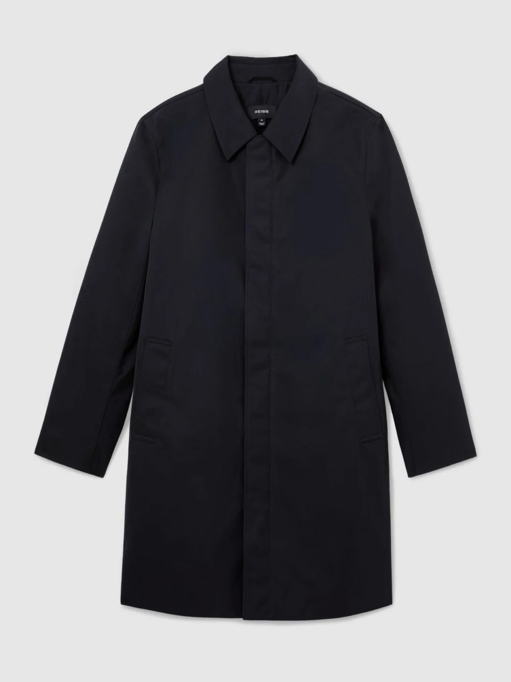 Reiss Navy Technical Long Zip-through Jacket, view 2