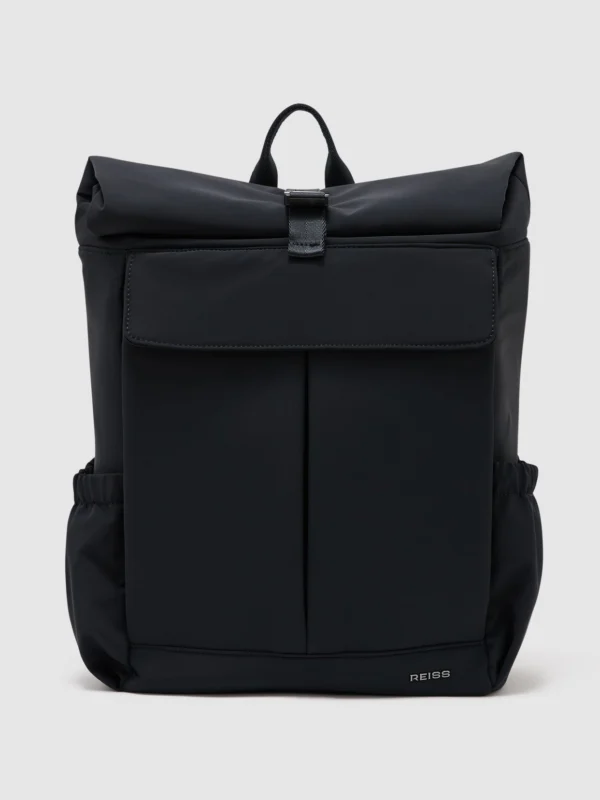 Reiss Navy Technical Roll-top Backpack,