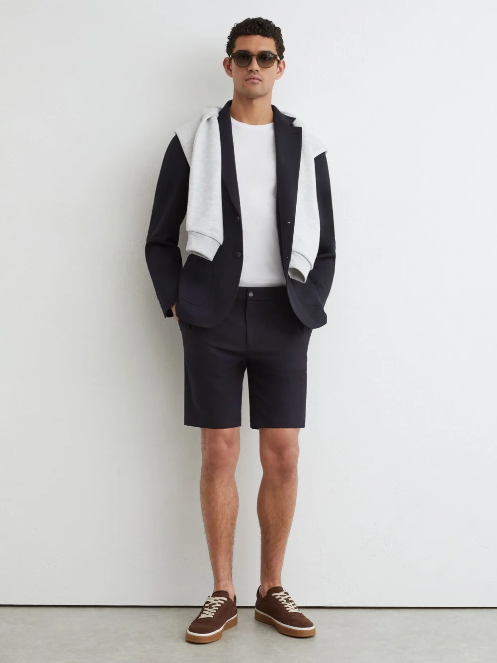 Reiss Navy Technical Stretch Shorts