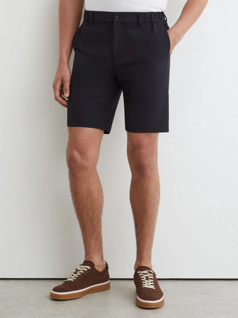 Reiss Navy Technical Stretch Shorts, view 3
