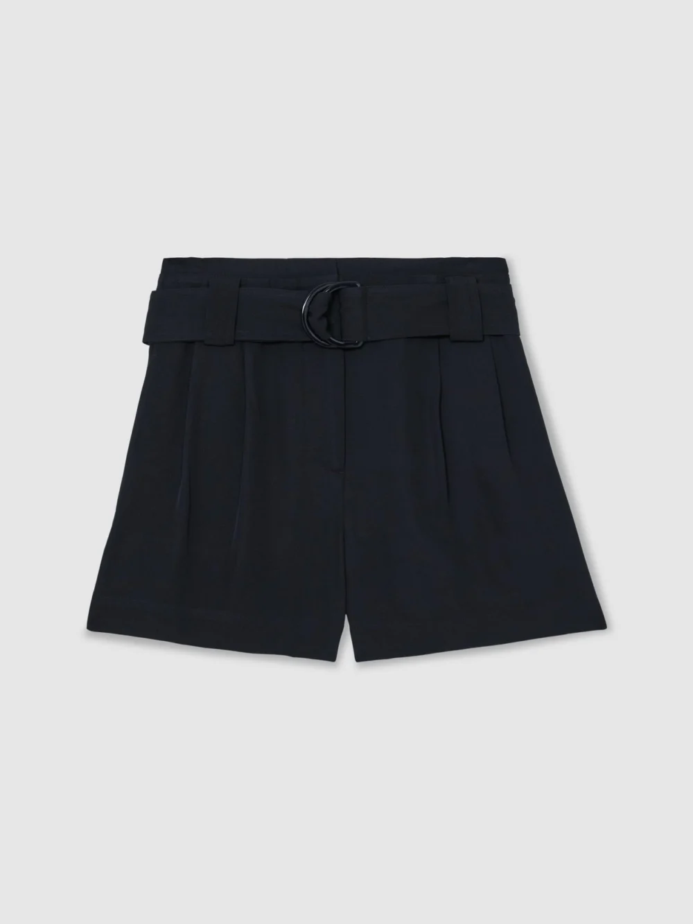 Reiss Navy Twill Belted Relaxed Shorts, view 2