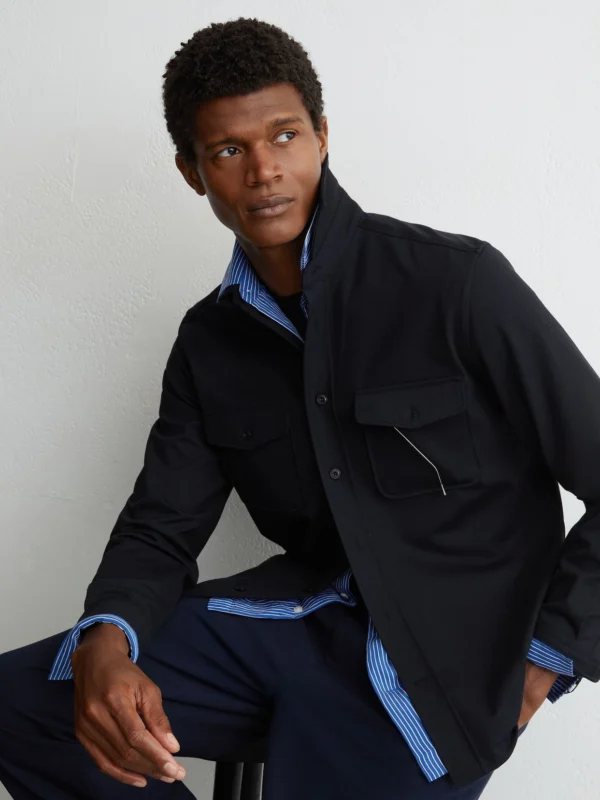 Reiss Navy Twin-pocket Button-through Overshirt