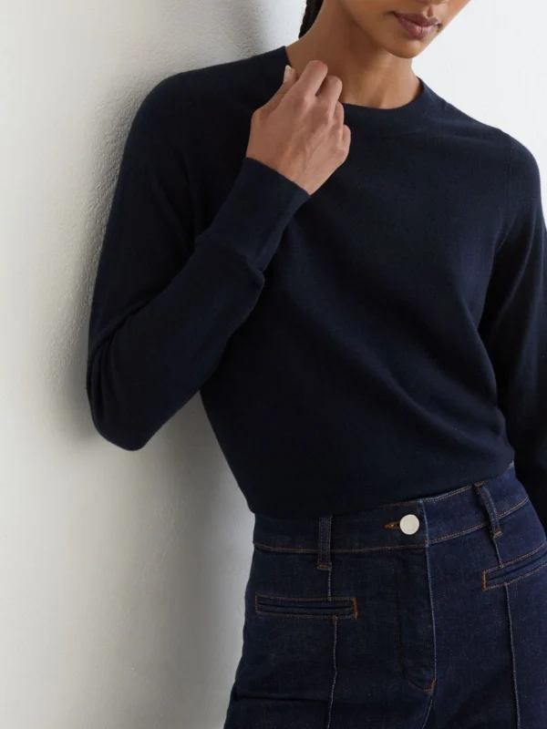 Reiss Navy Ultra-soft Merino Wool Crew-neck Jumper