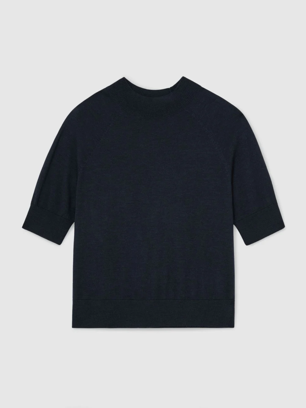 Reiss Navy Ultra-soft Merino Wool Funnel-neck Top, view 2