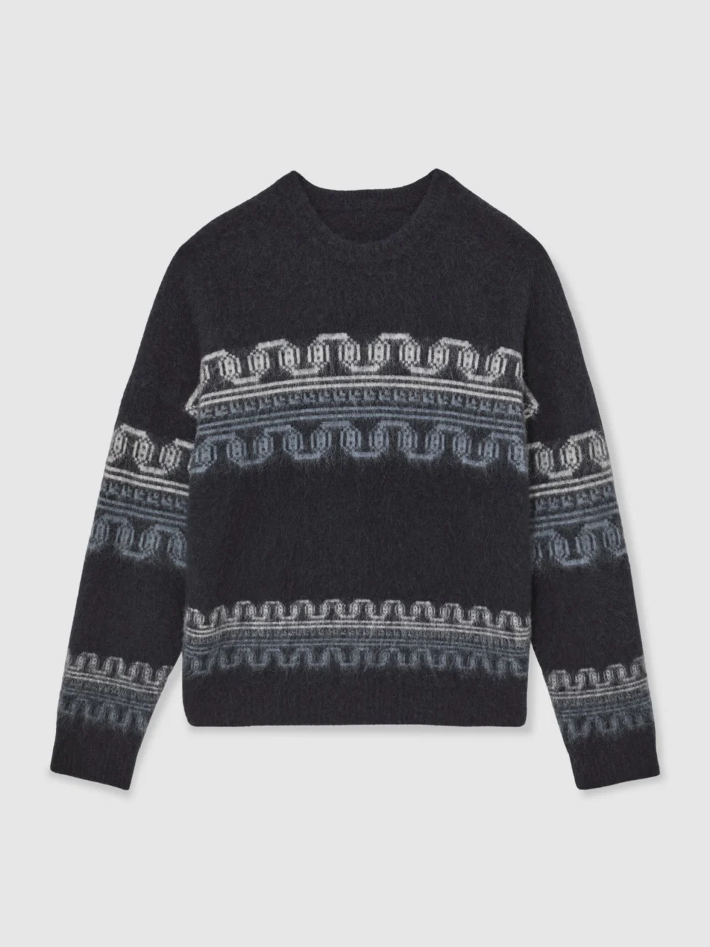 Reiss Navy Wool-alpaca Blend Fair Isle Jumper, view 2