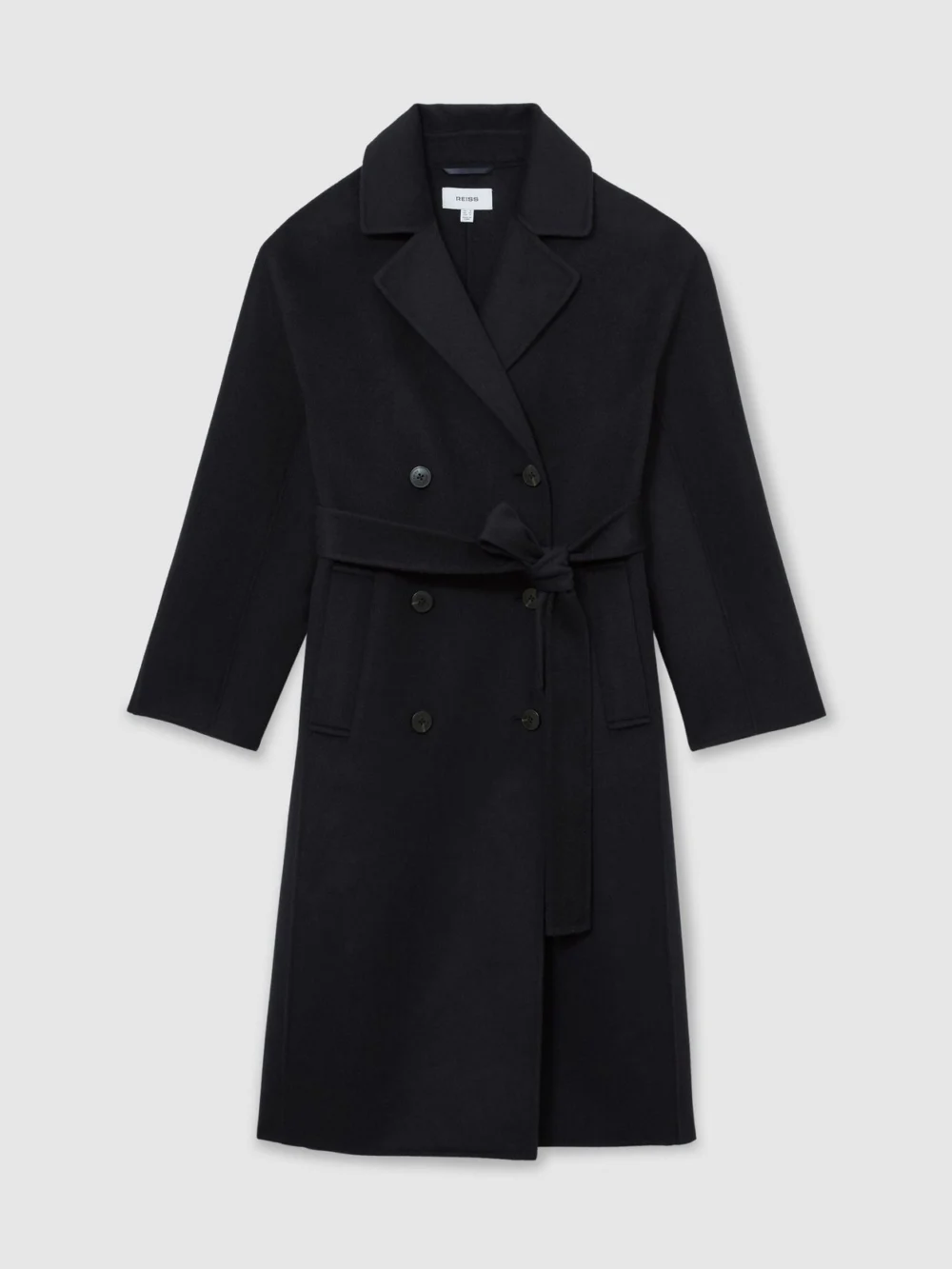 Reiss Navy Wool-blend Blindseam Double-breasted Coat, view 2