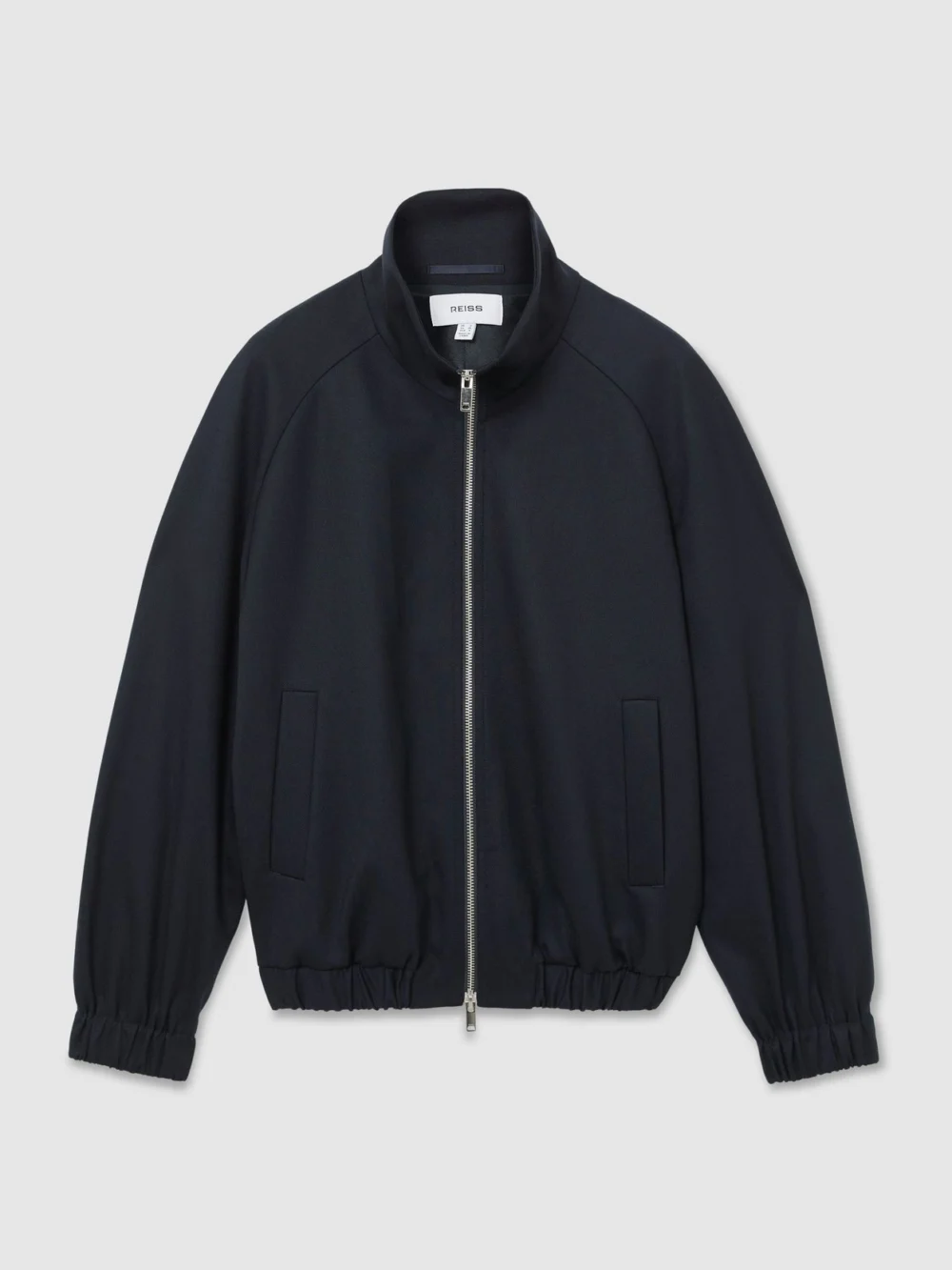 Reiss Navy Wool-blend Dual-zip Bomber Jacket, view 2