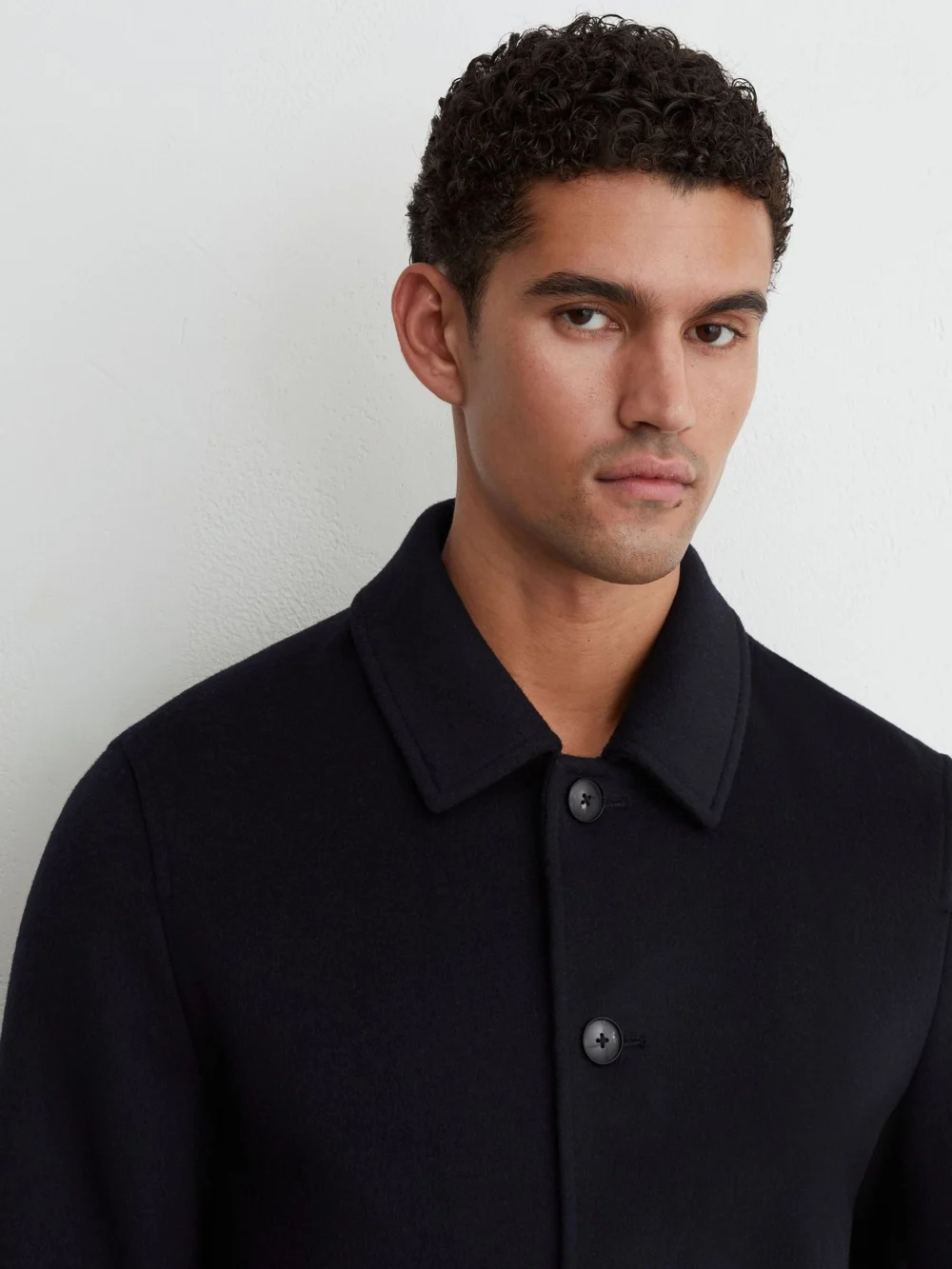 Reiss Navy Wool-blend Flap-pocket Bomber Jacket, view 4
