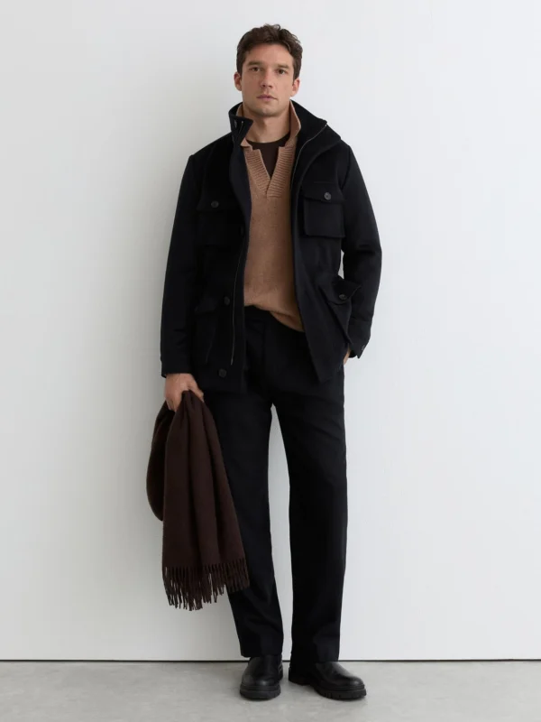 Reiss Navy Wool-blend Four-pocket Jacket