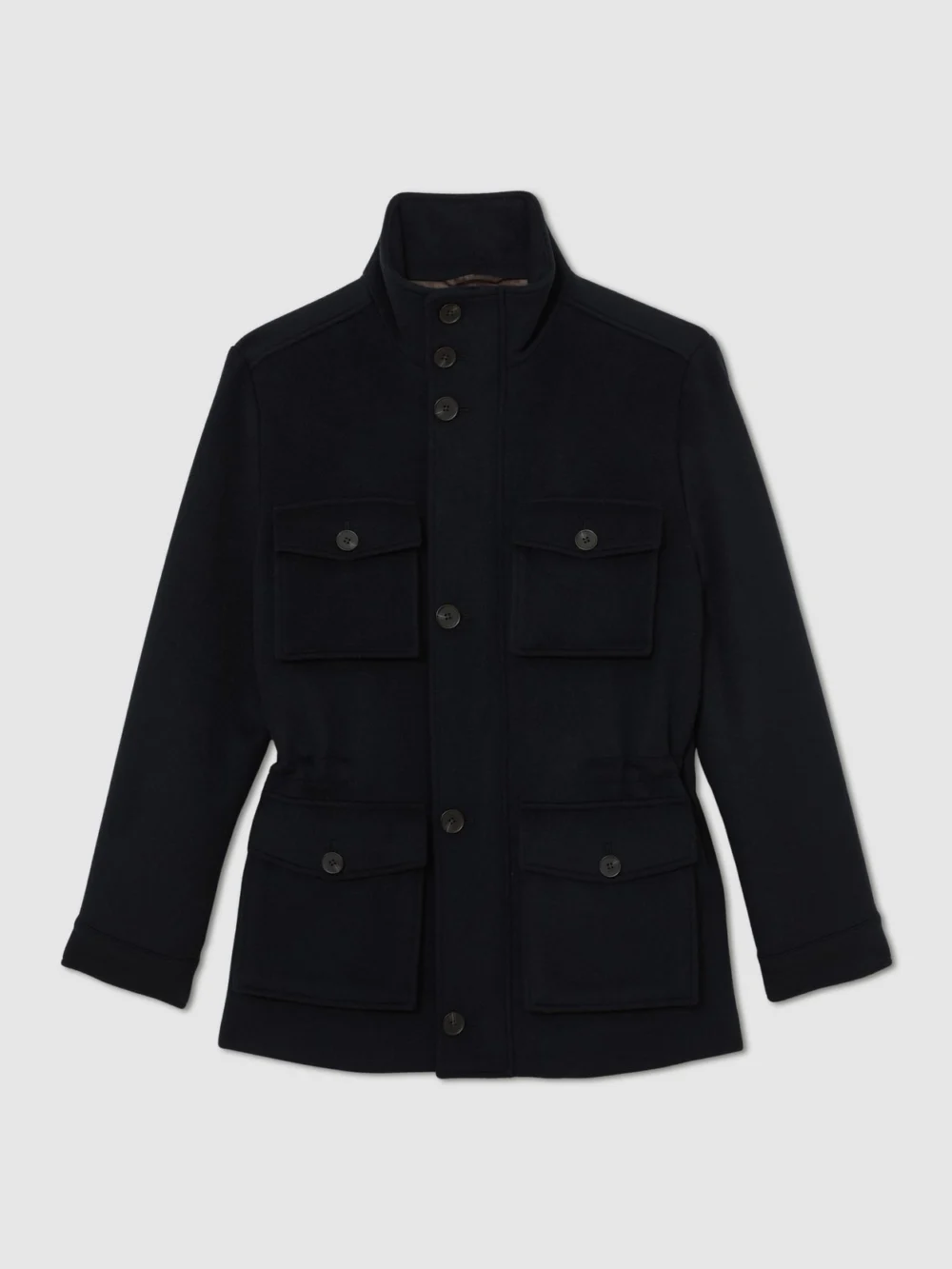 Reiss Navy Wool-blend Four-pocket Jacket, view 2