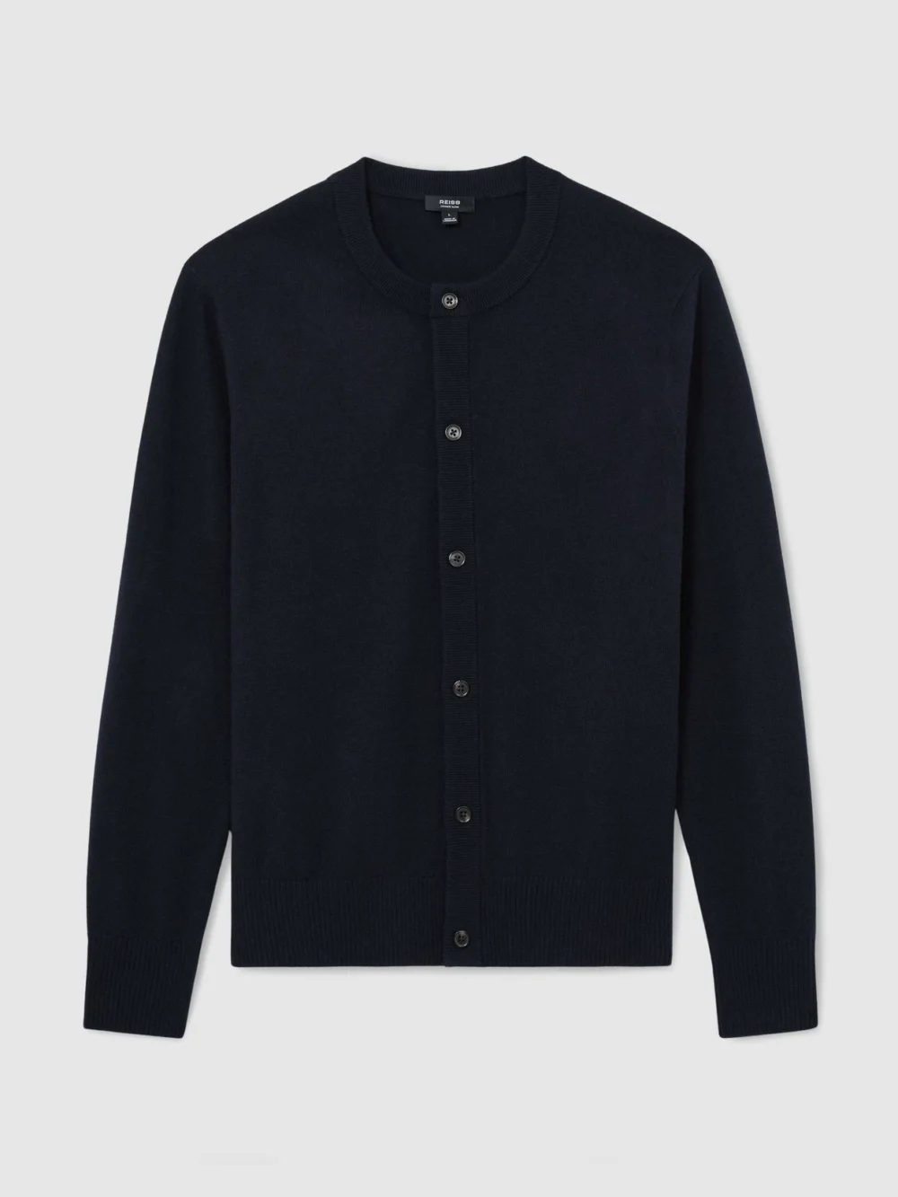 Reiss Navy Wool-cashmere Jersey-knit Cardigan, view 2