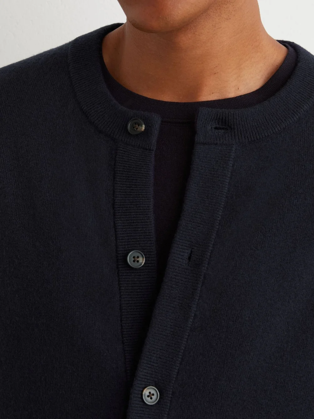 Reiss Navy Wool-cashmere Jersey-knit Cardigan, view 3