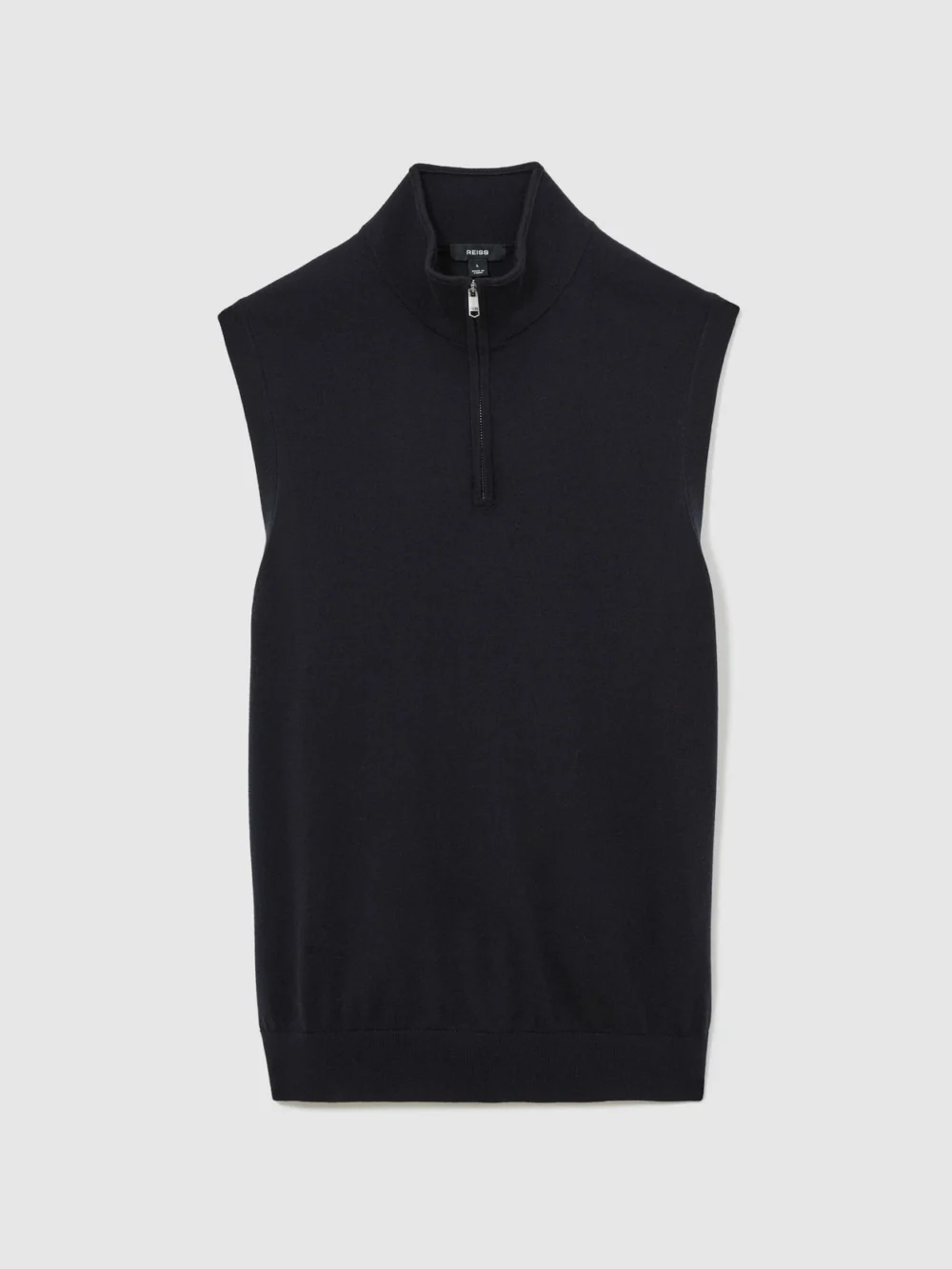 Reiss Navy Wool Half-zip Funnel-neck Vest, view 2