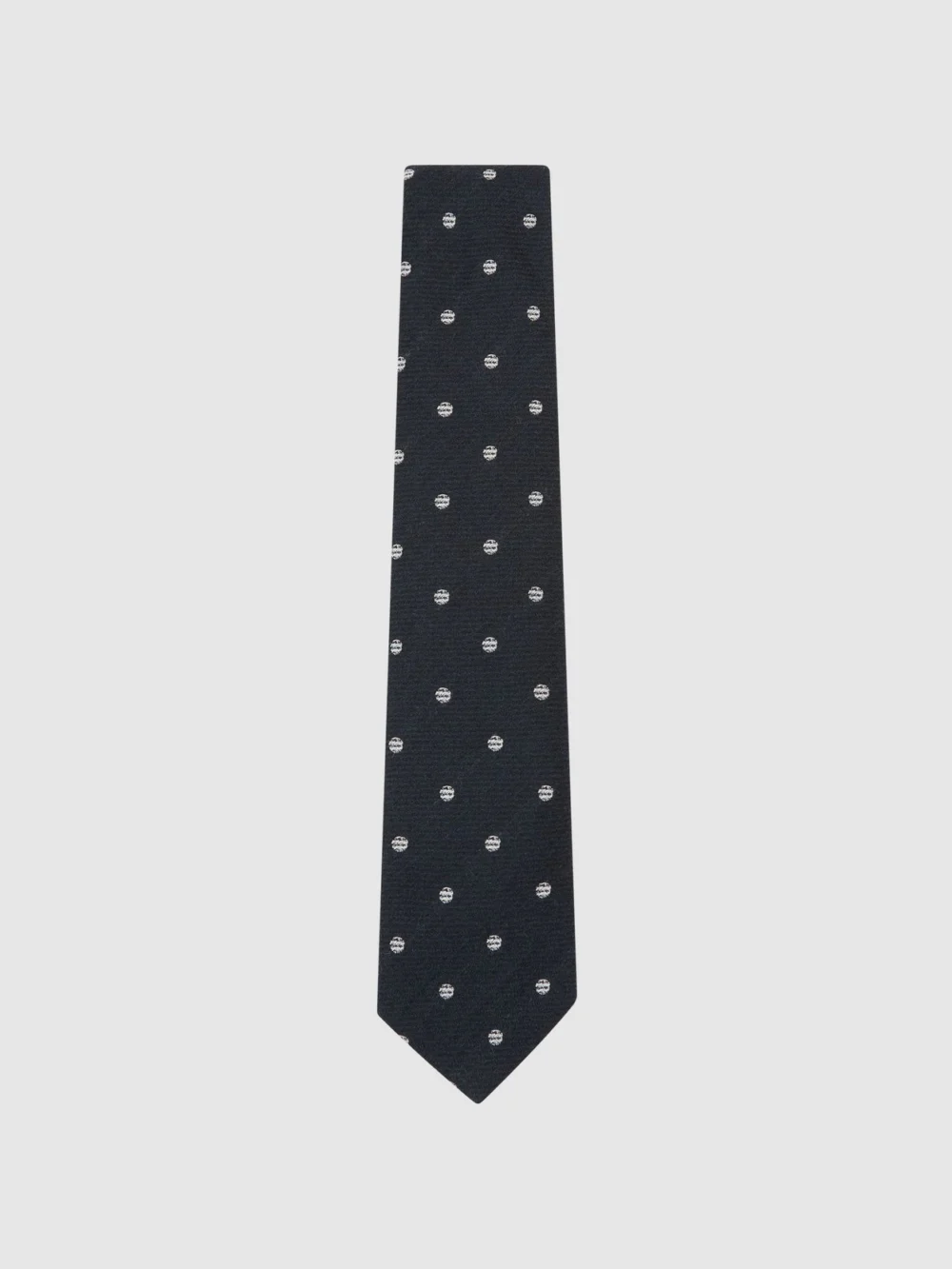 Reiss Navy Wool-silk Textured Polka-dot Tie,, view 2