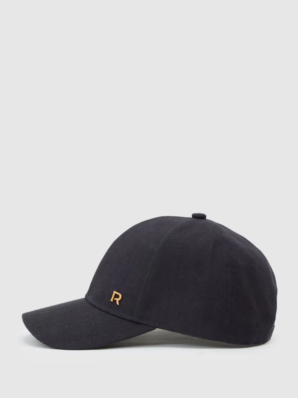Reiss Navy Woven Baseball Cap with Linen,, view 3