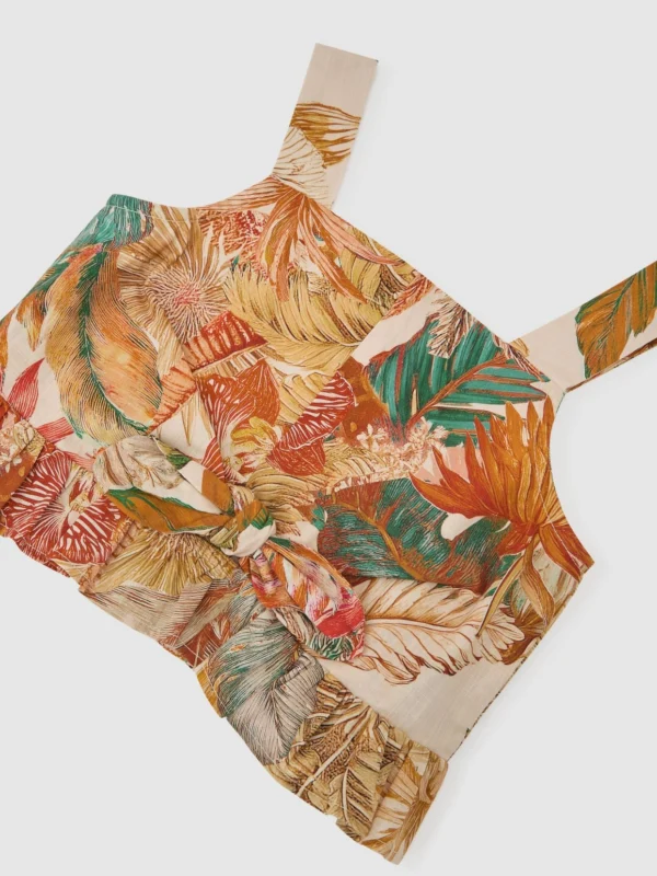 Reiss Neutral 13-14 yrs Cotton Printed Crop Top,