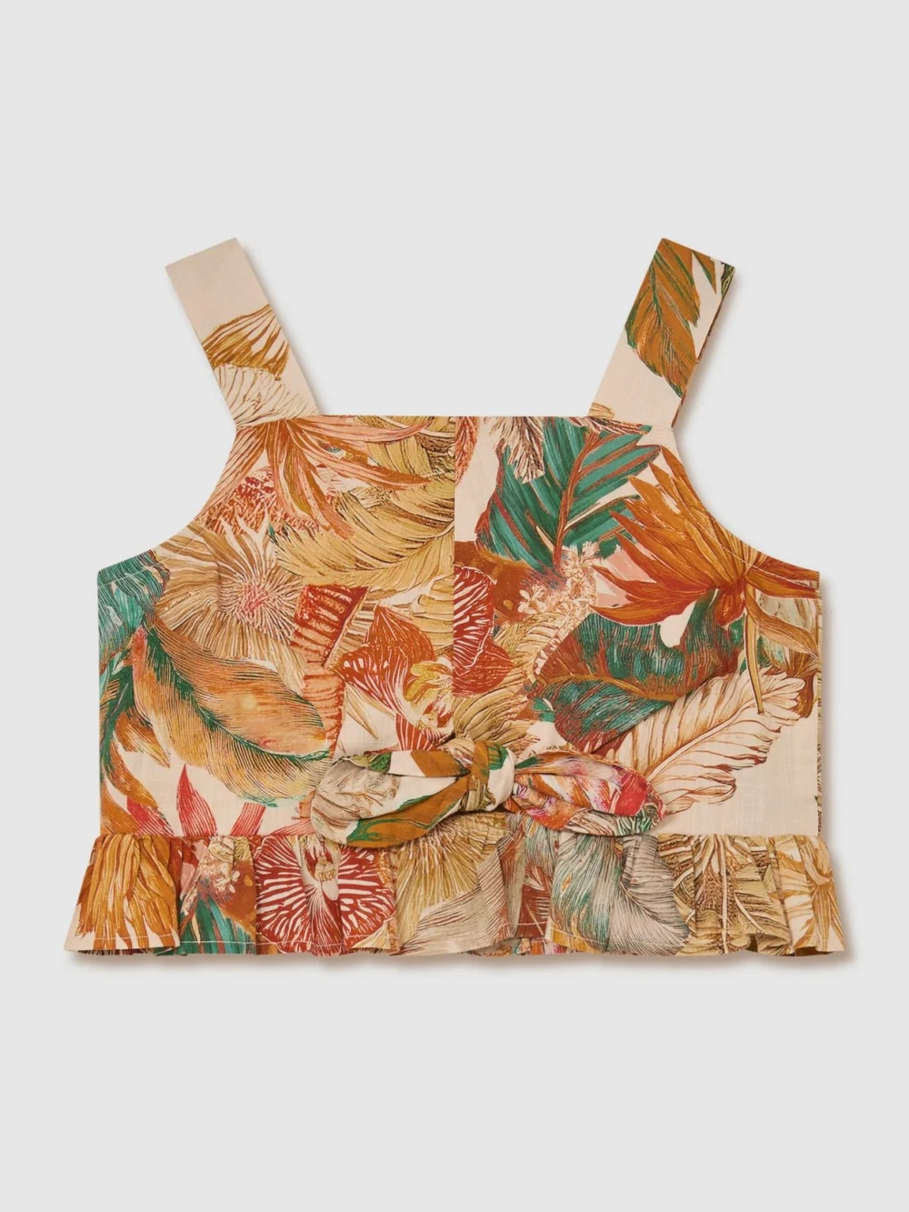 Reiss Neutral 13-14 yrs Cotton Printed Crop Top,, view 3