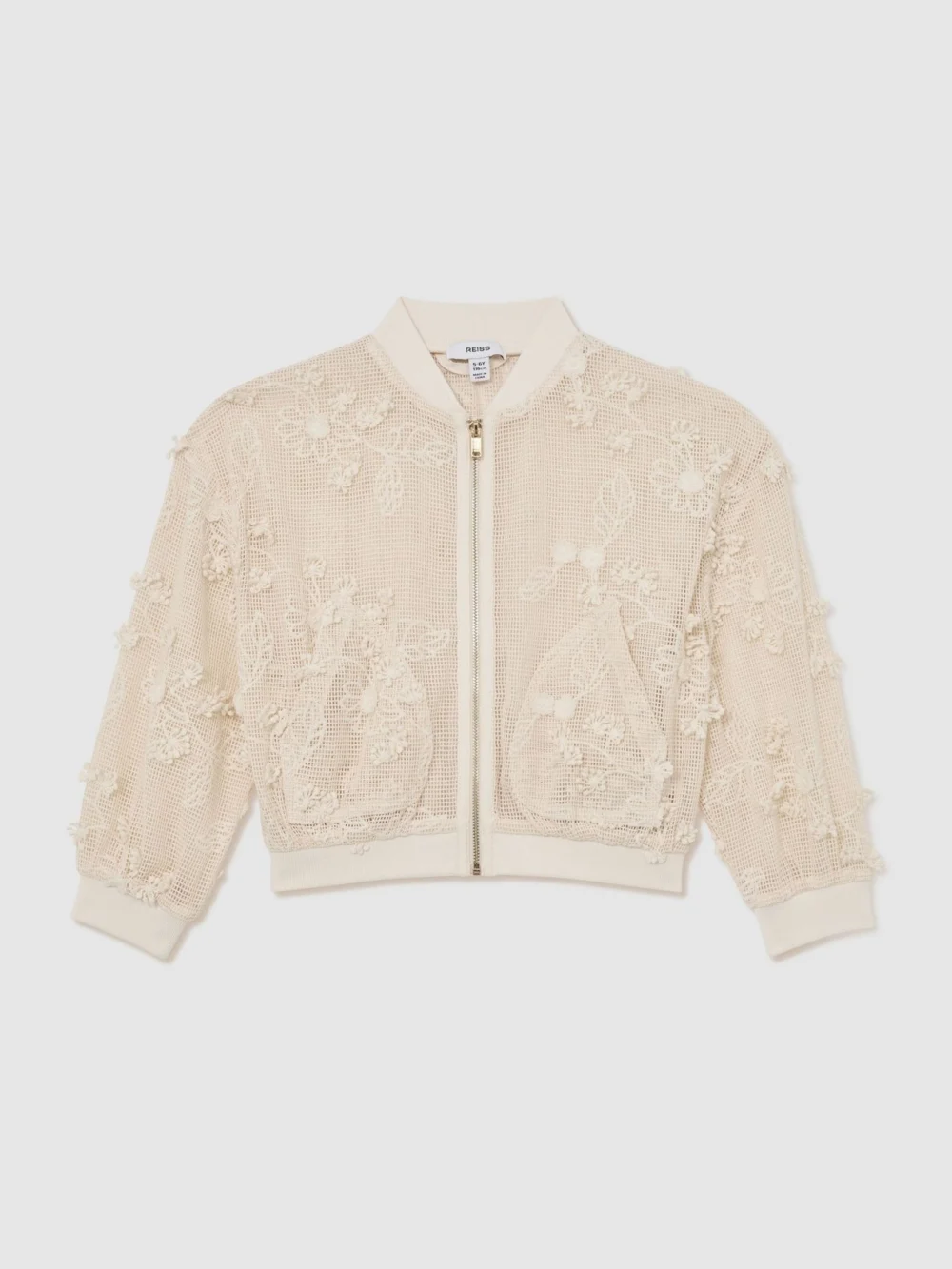 Reiss Neutral 3-9 yrs Floral-embroidery Lattice Bomber Jacket