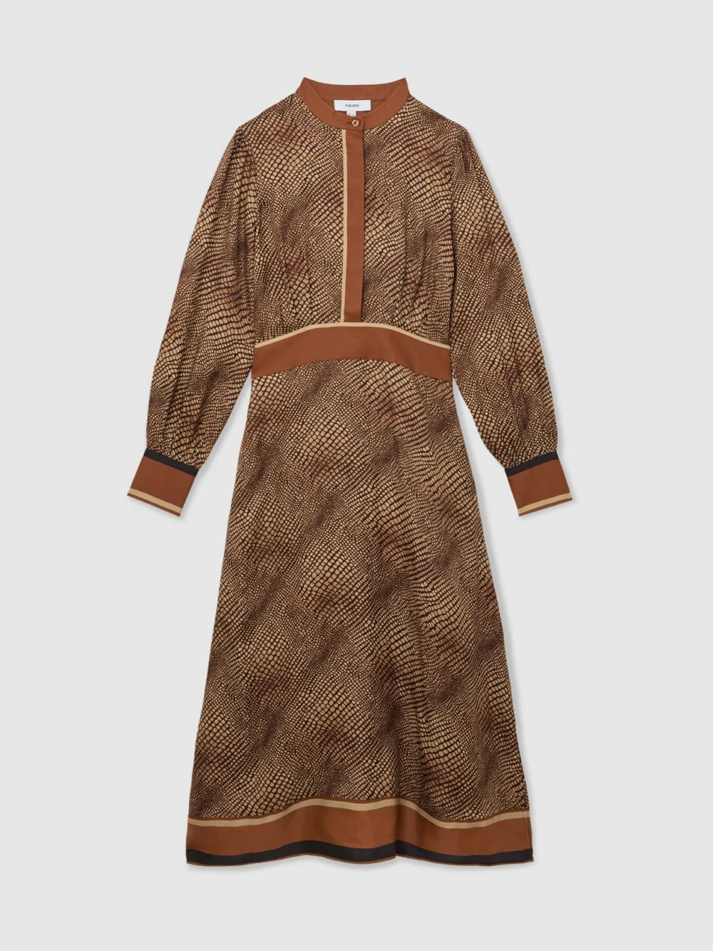 Reiss Neutral Animal-print Midi Shirt Dress, view 2