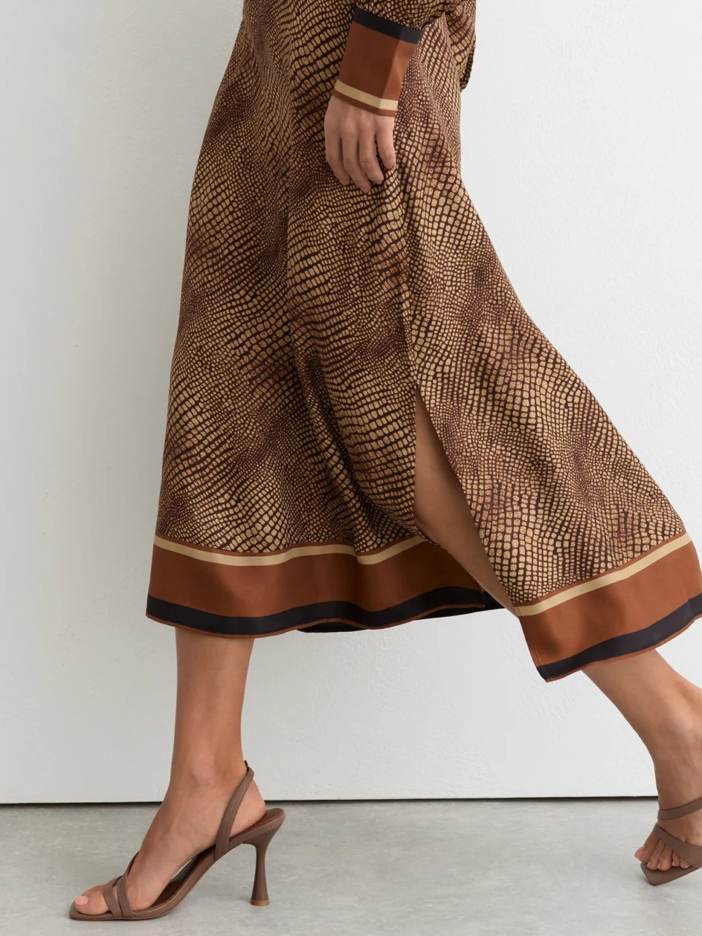 Reiss Neutral Animal-print Midi Shirt Dress, view 4