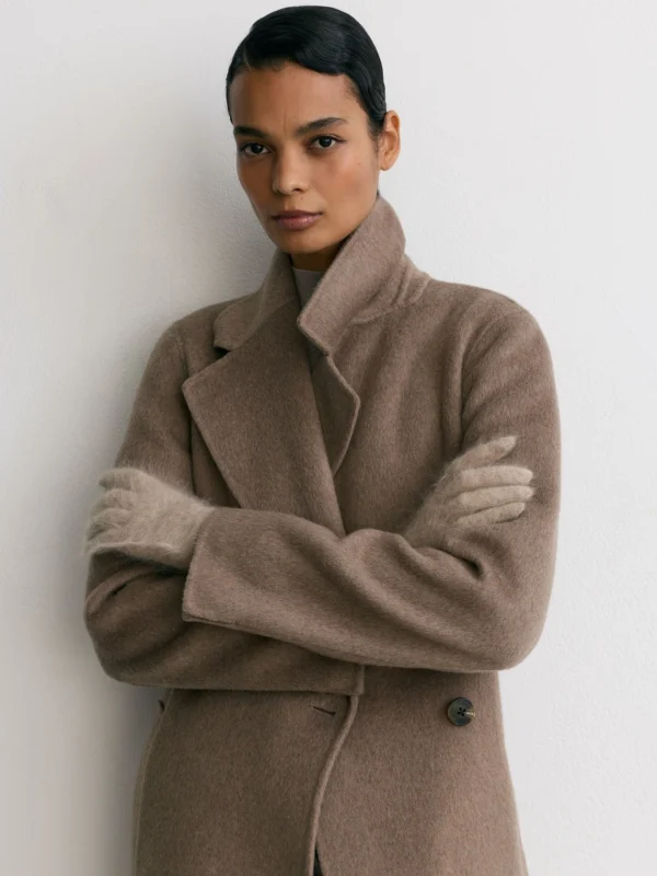 Reiss Neutral Brushed Cashmere Gloves,