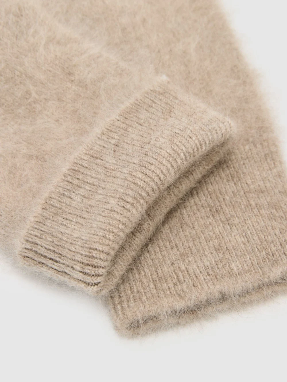 Reiss Neutral Brushed Cashmere Mittens,, view 3