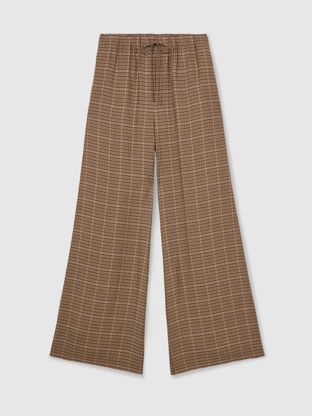 Reiss Neutral Check Wide-leg Trousers, view 2
