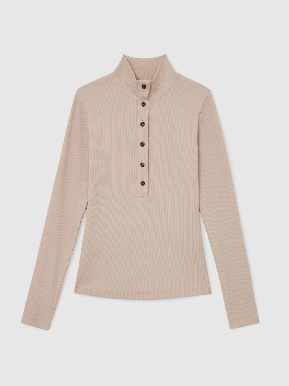 Reiss Neutral Cotton-stretch Funnel-neck Top, view 2