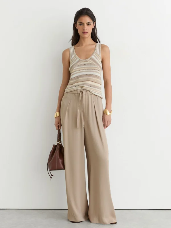 Reiss Neutral Drawstring Wide-leg Trousers