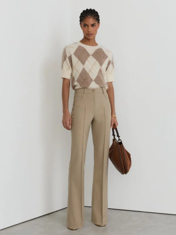 Reiss Neutral Flared Twill Seam-detail Trousers