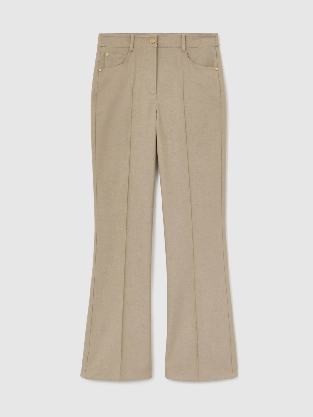 Reiss Neutral Flared Twill Seam-detail Trousers, view 2