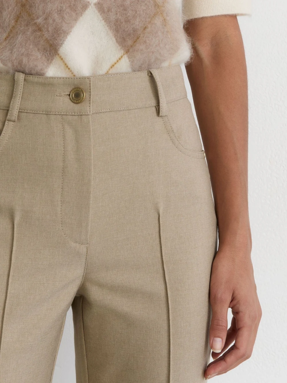 Reiss Neutral Flared Twill Seam-detail Trousers, view 4