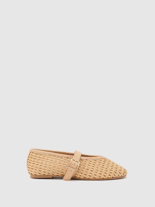 Reiss Neutral Girls Woven Ballet Pumps