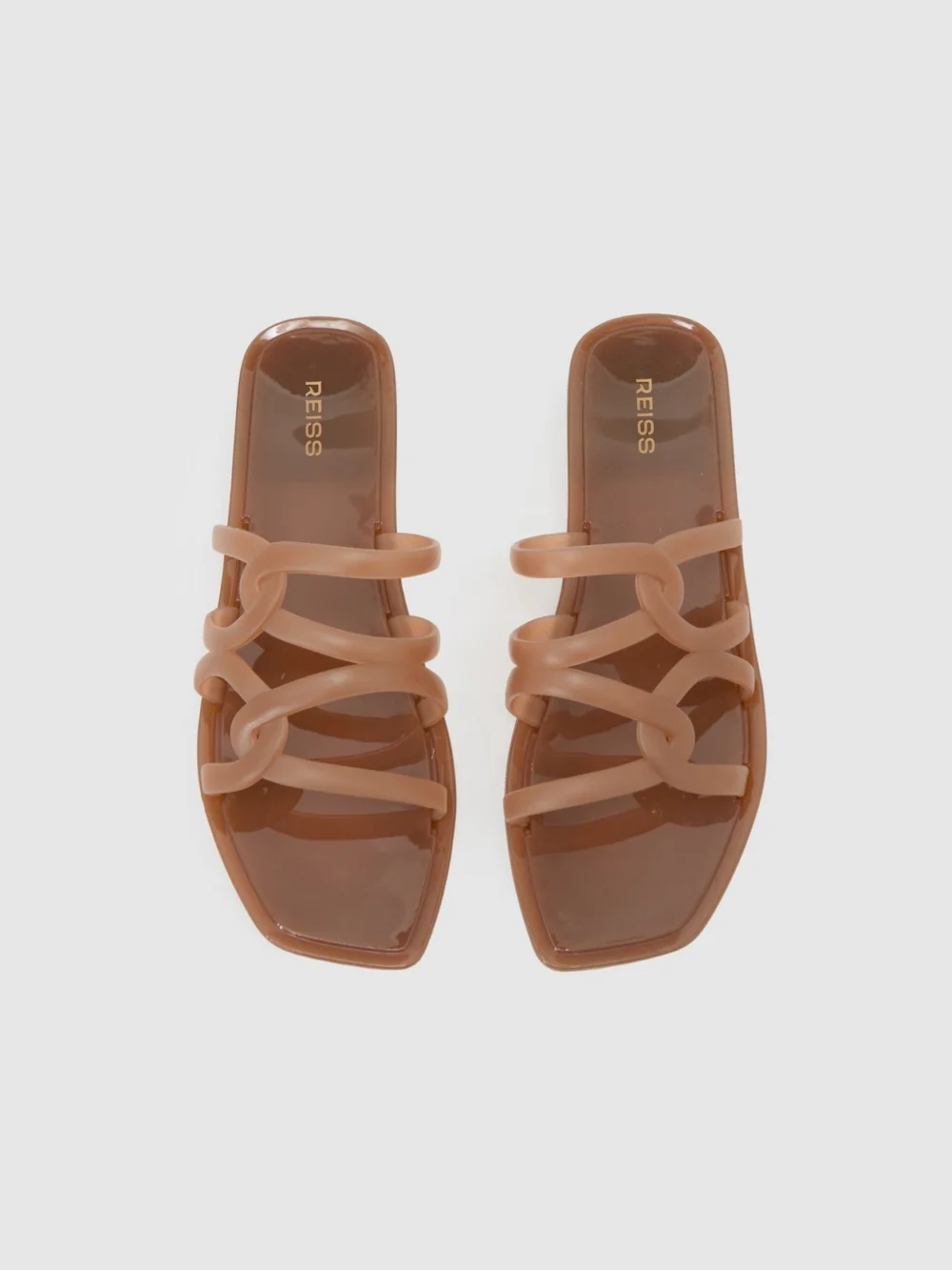 Reiss Neutral Interlocking Jelly Slide Sandals, view 3