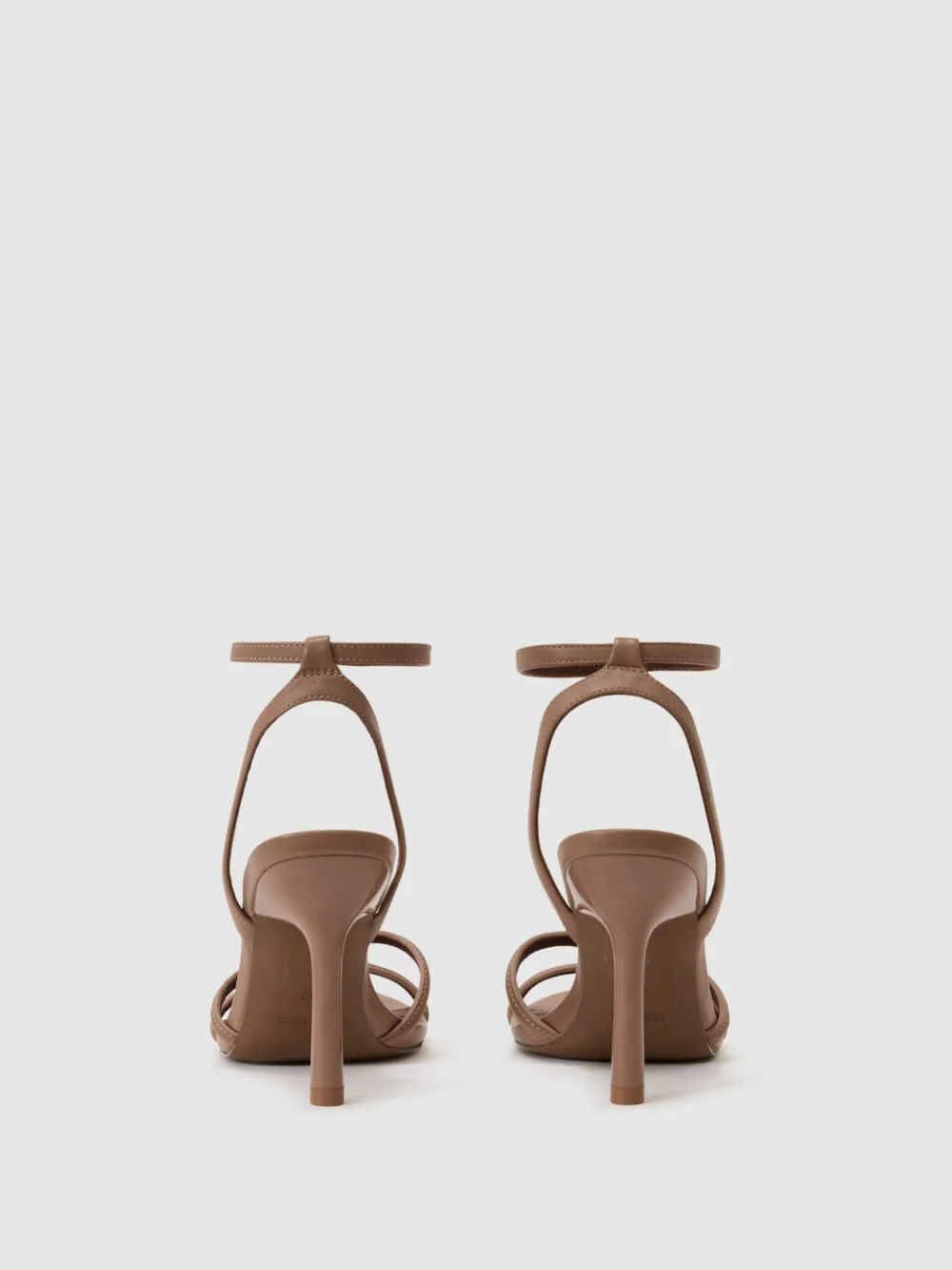 Reiss Neutral Leather Link-strap Stiletto Sandals, view 4