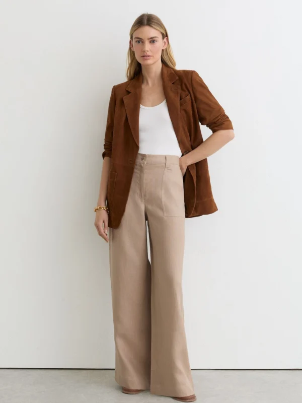 Reiss Neutral Linen Wide-leg Trousers
