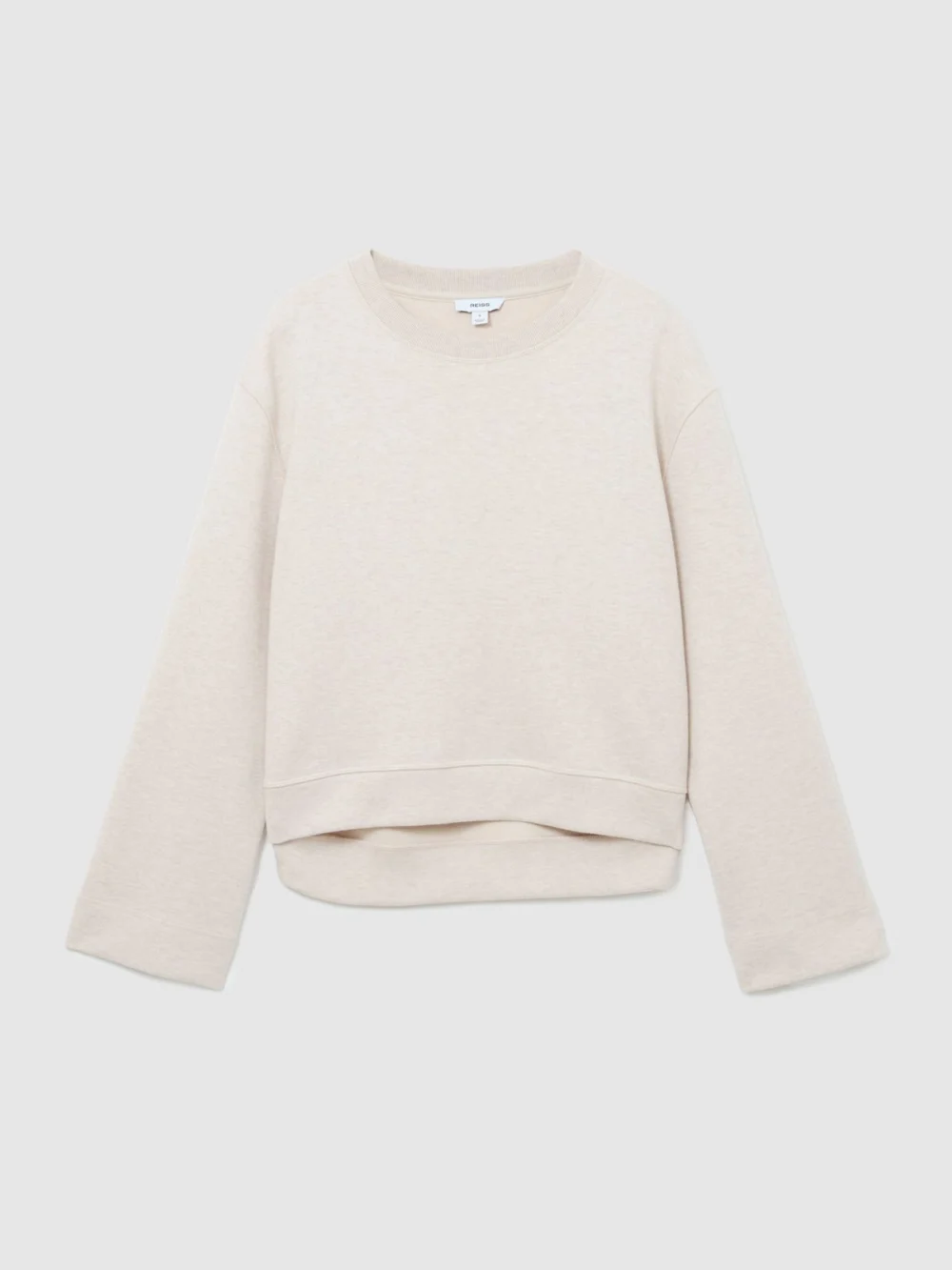 Reiss Neutral Marl Cotton-blend Sweatshirt with Cashmere, view 2